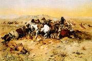 Charles M Russell A Desperate Stand Spain oil painting artist